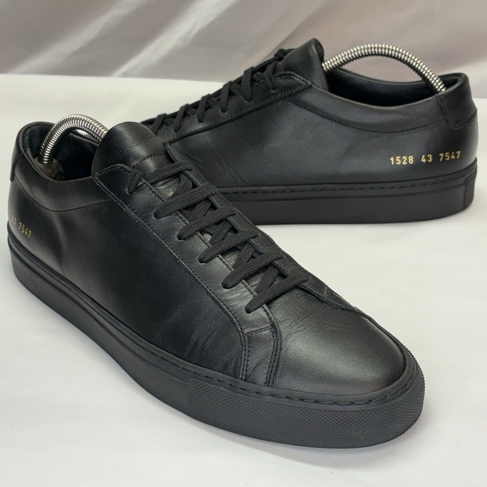 Common Projects Size EU 43 US 10-10.5 Mens Achilles Low Black 1528 COA $450